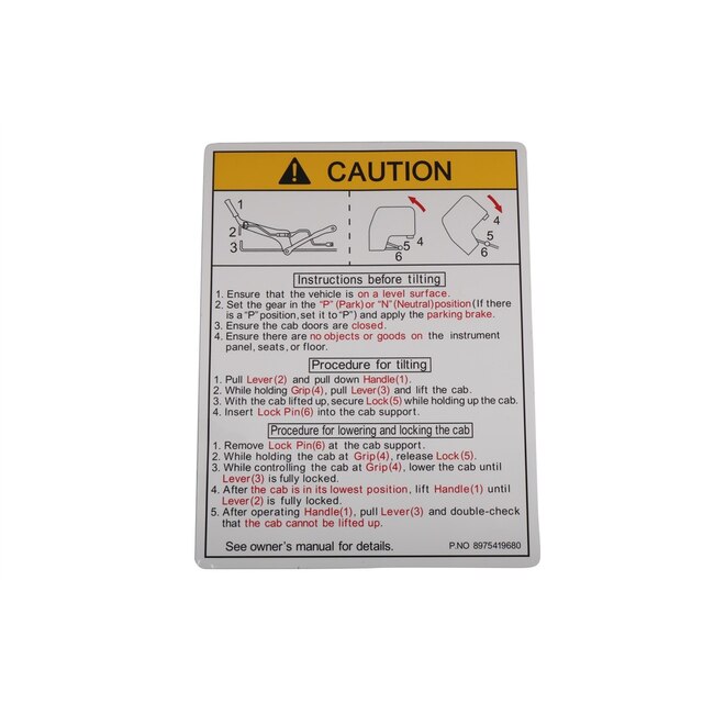 GM Genuine Parts Body Tilt Caution Label