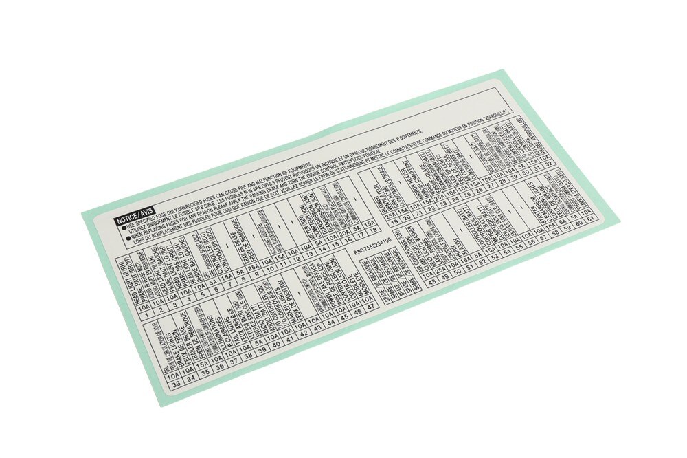 GM Genuine Parts Fuse Block Caution Label
