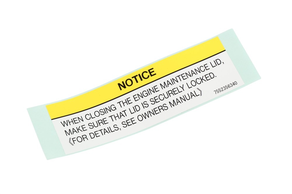 GM Genuine Parts Engine Cover Removal Instruction Label