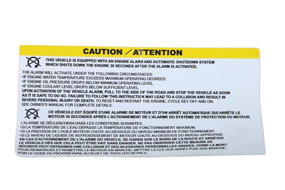 GM Genuine Parts Engine Idle Shutdown Label