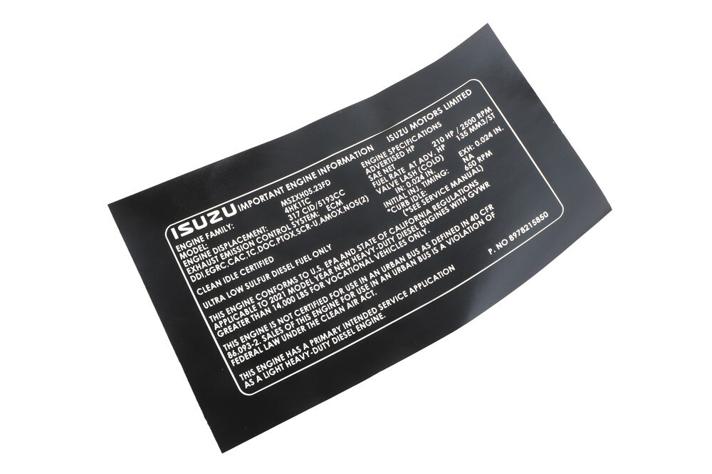 GM Genuine Parts Vehicle Emission Control Information Label