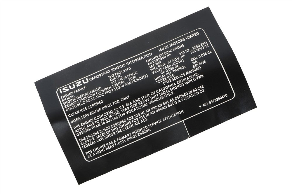 GM Genuine Parts Vehicle Emission Control Information Label