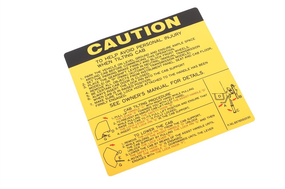 GM Genuine Parts Body Tilt Caution Label