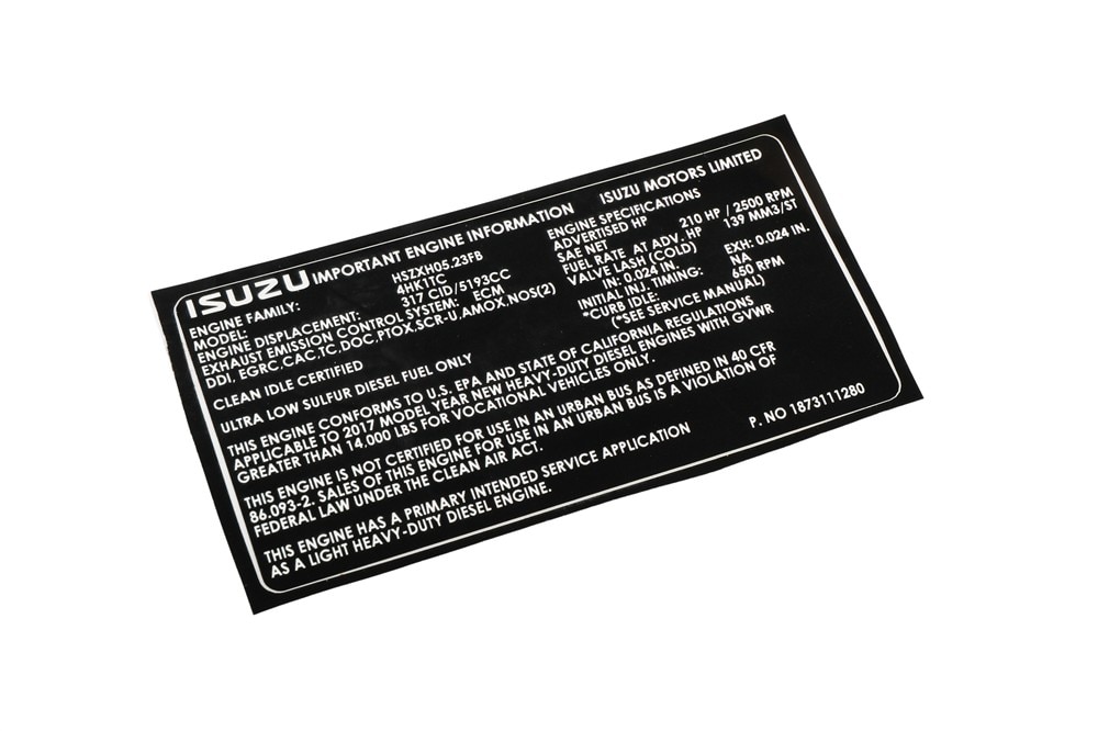 GM Genuine Parts Vehicle Emission Information Label