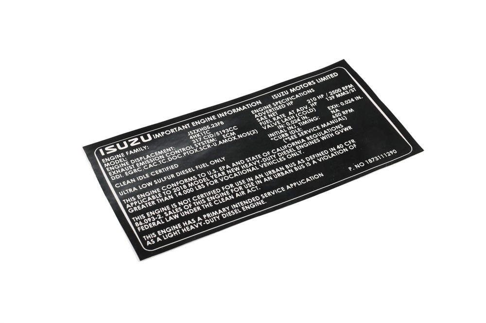 GM Genuine Parts Vehicle Emission Information Label