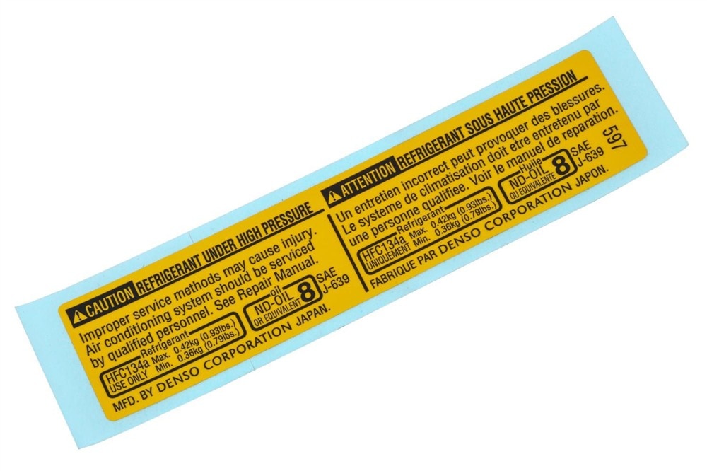 GM Genuine Parts Air Conditioning Refrigerant Warning Label