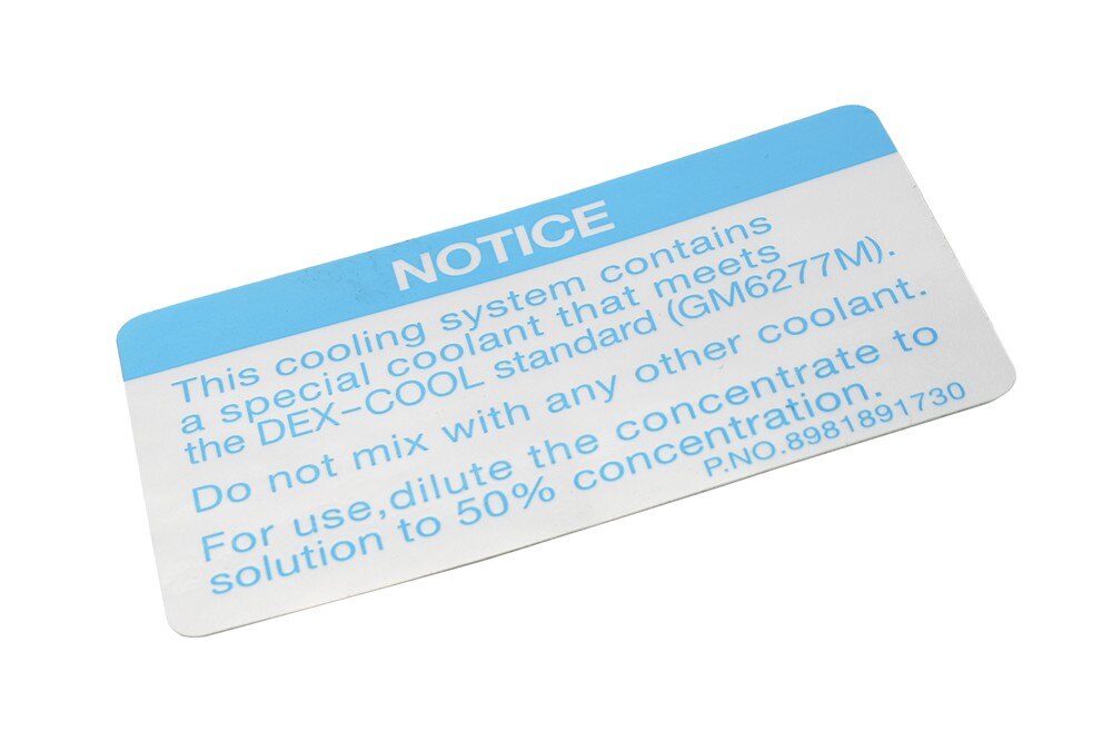 GM Genuine Parts Engine Cooling System Label
