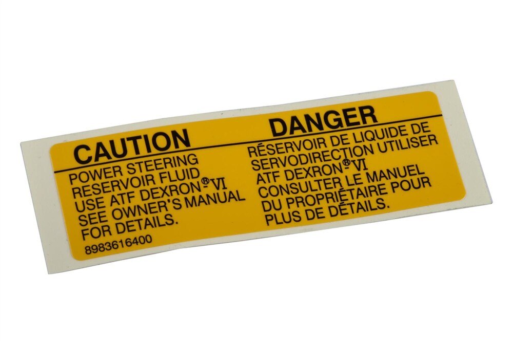 GM Genuine Parts Power Steering Fluid Caution Label