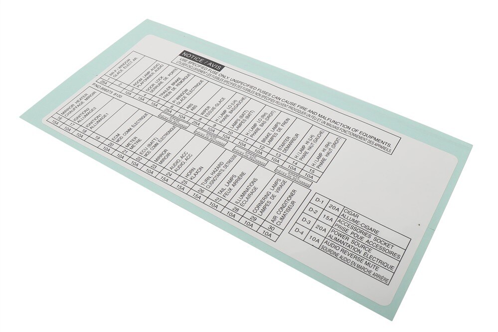 GM Genuine Parts Fuse Block Caution Label