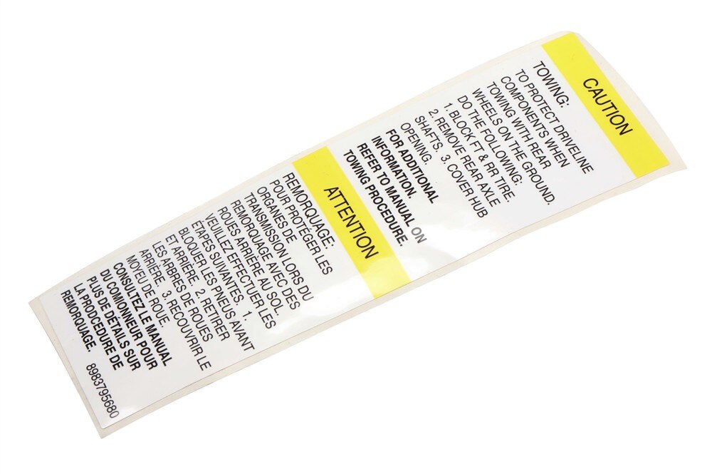GM Genuine Parts Trailer Tow Caution Label