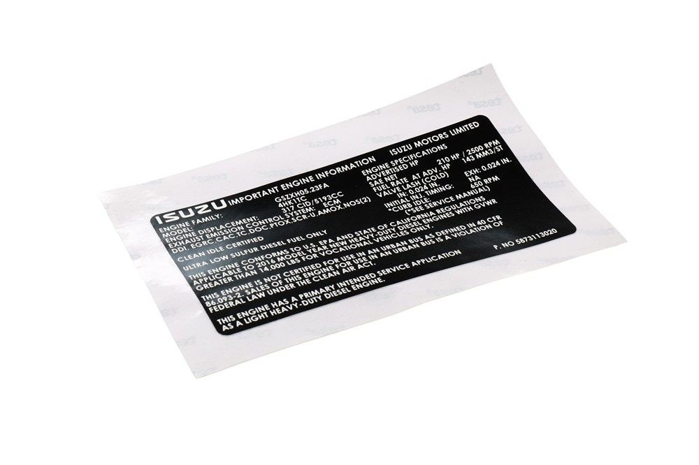 GM Genuine Parts Vehicle Emission Information Label