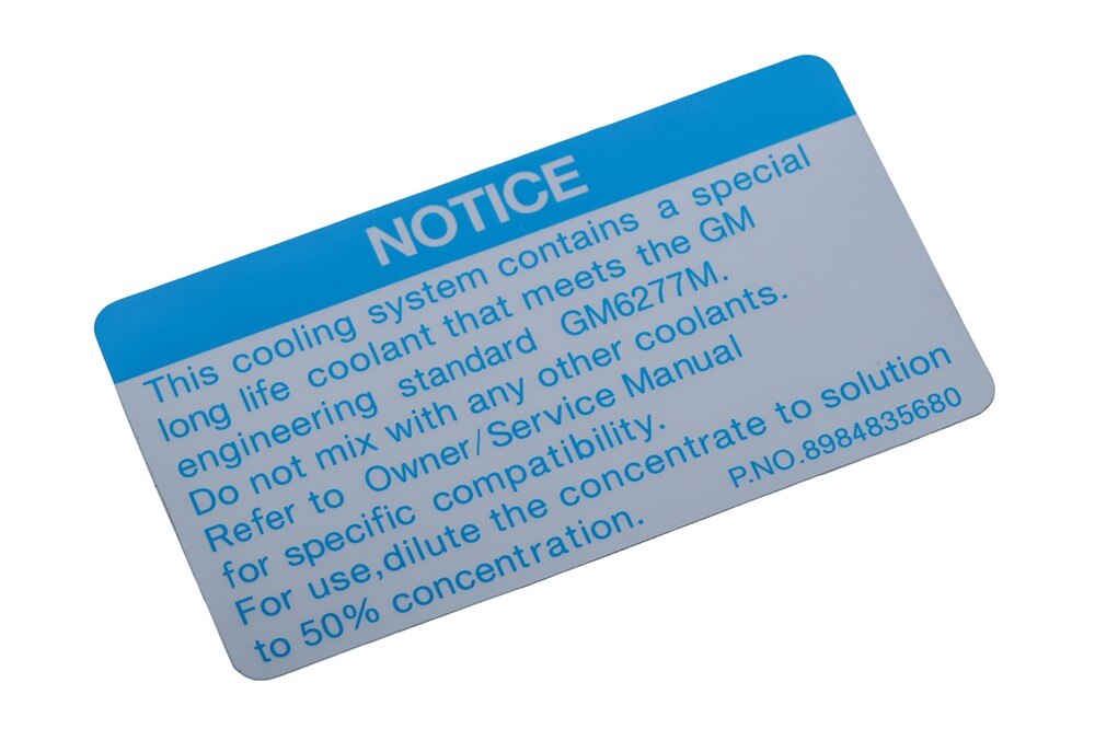 GM Genuine Parts Engine Cooling System Label